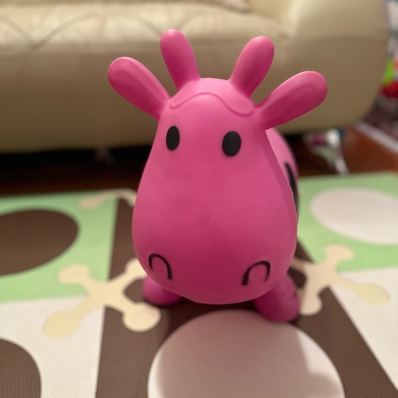 Cow Bouncer Inflatable Space Hopper, Ride-on Bouncy Animal Pink Bouncy Toy - Picture 7 of 7
